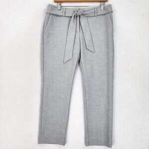 LOFT Pants Womens 8 Petite Gray Marisa Belted Straight Leg Mid Rise Work Office